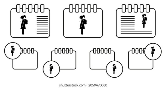 sad schoolgirl vector icon in calender set illustration for ui and ux, website or mobile application