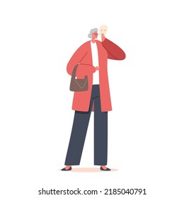 Sad Senior Woman Covering Crying Face With Smiling Mask Expressing Opposite Emotion. Impostor Syndrome, Hypocrisy, Psychological Problems, Bipolar Disorder, Stress. Cartoon People Vector Illustration