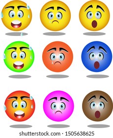 sad, shocked and surprise emoticons