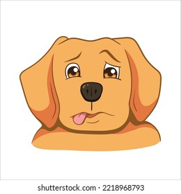 Sad, sick dog face expression vector animal cartoon illustration