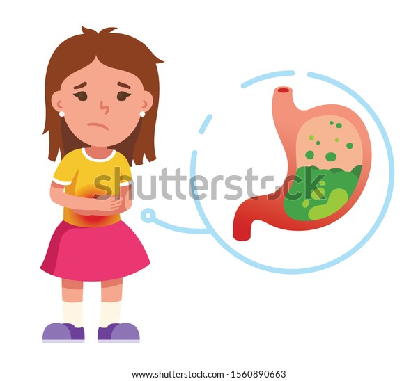 Sad Sick Girl Food Poisoning Stomach Stock Vector (Royalty Free ...