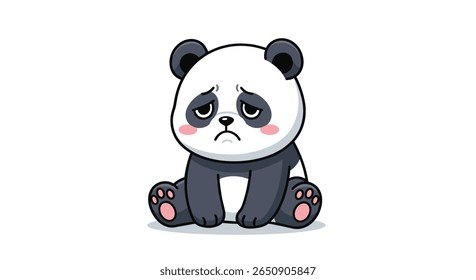Sad sitting baby panda cartoon animal emotion cute creature kawaii