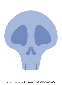 Sad skull in flat style. Halloween design element.