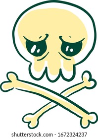 Triste cráneo, ilustración, vector sobre fondo blanco.