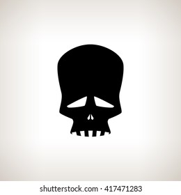Sad Skull, Silhouette Skull on a Light  Background , Isolated, Death's-head, Black and White Vector Illustration
