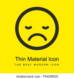 Sad sleepy emoticon face square bright yellow material minimal icon or logo design