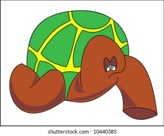 A sad slow turtle (Vector)