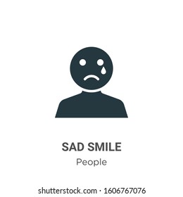 Sad smile glyph icon vector on white background. Flat vector sad smile icon symbol sign from modern people collection for mobile concept and web apps design.