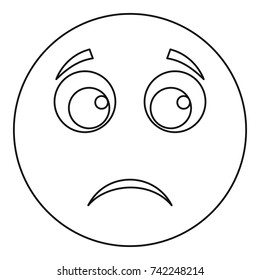 Sad smile icon. Vector thin line illustration of sad smile icon isolated on white background