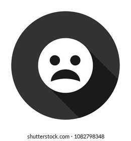 sad smile vector icon with shadow, unhappy sign