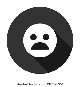 sad smile vector icon with shadow, unhappy sign
