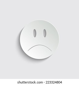 Sad Smile - vector icon with shadow on a grey background