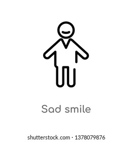 sad smile vector line icon. Simple element illustration. sad smile outline icon from people concept. Can be used for web and mobile