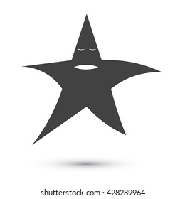 sad smiley black star shape, vector