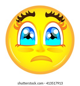 Sad smiley emoticon yellow color starting cry