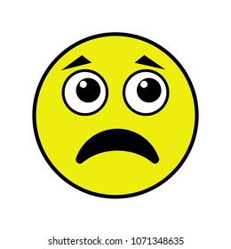 Sad smiley on a white background. Vector illustration