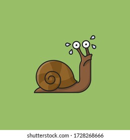 Triste caricatura de caricatura de caracol ilustración vectorial para el Día de Escargot el 24 de mayo. símbolo de la cocina francesa.