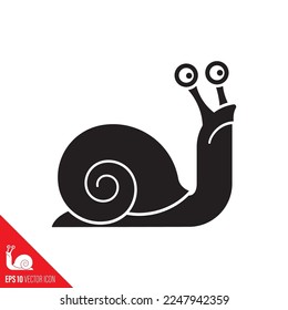 Traurige Schneckenkartoons, Vektorsymbol. Wirbelsäulensymbol umdrehen.