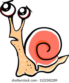 Triste caracol, ilustración, vector sobre fondo blanco.