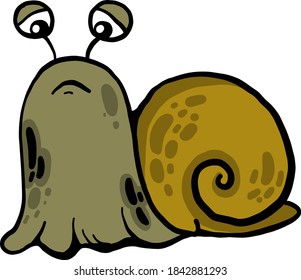 Sad snail, illustration, vector on white background