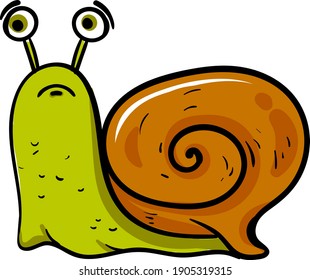 Sad snail, illustration, vector on a white background.