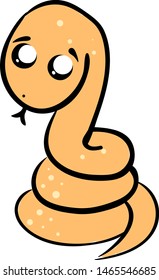 Sad snake, illustration, vector on white background.