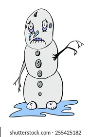 a sad snowman