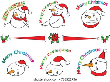 sad snowman with merry christmas