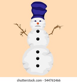 Sad snowman simple object eps10