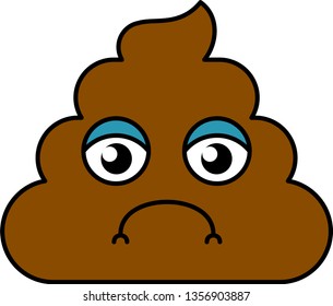 Sad, somber turd emoji vector illustration