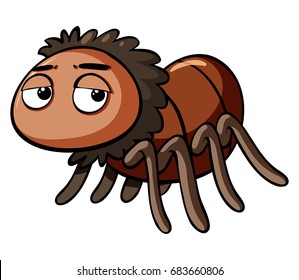 Araña triste en la ilustración de fondo blanco