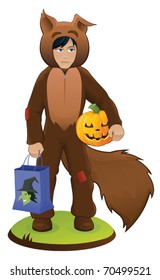 Sad Squirrel Costume Boy - vector