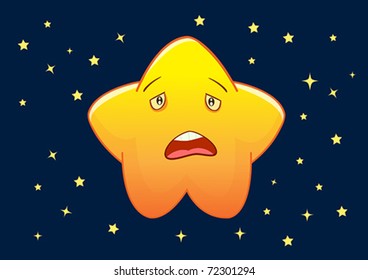 Sad Star Cartoon Character Illustration in Vector