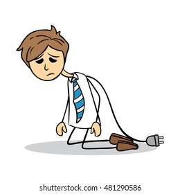 sad stick businessman tired of working using doodle art