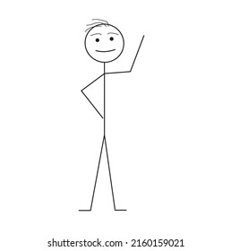 Sad Stick Man Isolated On A White Background, Pictogram Of A Human Figure, Emotions