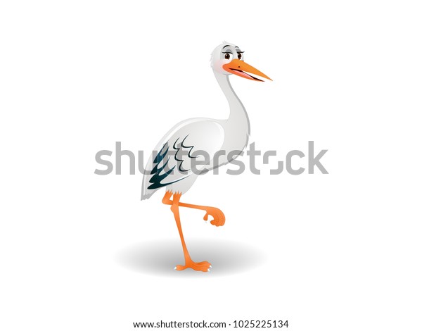 Sad Stork Cartoon Vector Image Stock Vector (royalty Free) 1025225134