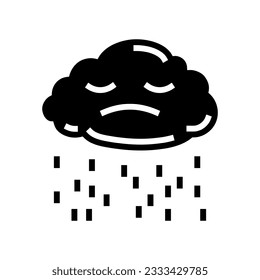 sad stormy clouds mood glyph icon vector. sad stormy clouds mood sign. isolated symbol illustration