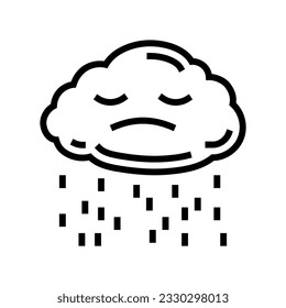vector de icono de la línea de ánimo de las nubes de tormenta triste. señal de ánimo de las nubes de tormenta triste. símbolo de contorno aislado ilustración negra