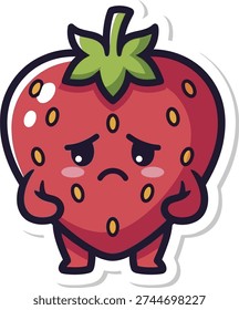 Sad Strawberry Cartoon With Downcast Expression