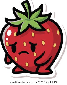 Sad Strawberry Character With Downcast Expression