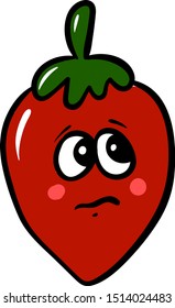 Sad strawberry, illustration, vector on white background.