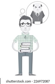 Sad student thinking about angry teacher