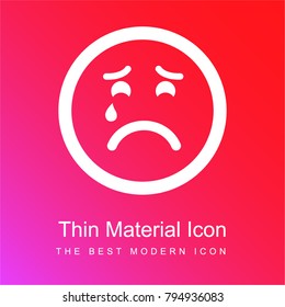 Sad suffering crying emoticon face red and pink gradient material white icon minimal design