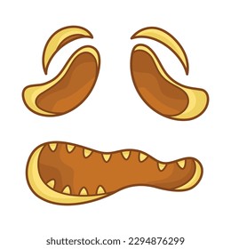 A sad suffering face for Jack the Lantern. Grimace. Funny facial expression. A fictional Halloween cartoon character. Simple flat element for holiday design. Isolated clipart on a white background