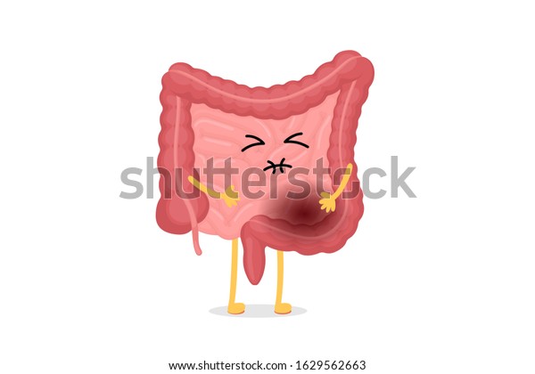 Sad Suffering Sick Intestine Pain Cartoon Stock Vector (Royalty Free ...