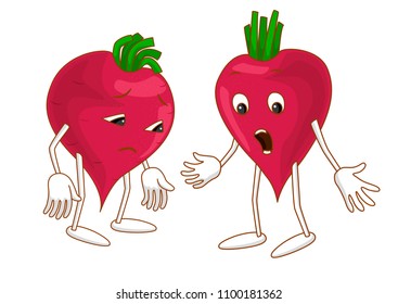 Sad and surprised emotional vegetable
