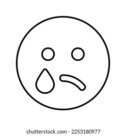 Sad tear Emoji Icon in Line Style