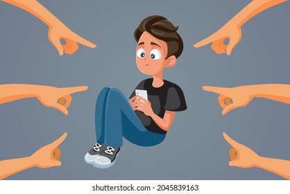 Sad Teen Boy Getting Harassed Online Stock Vector (Royalty Free) 2045839163