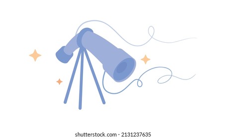 Sad telescope illustration for web, mobile apps