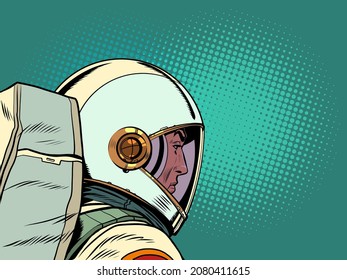 Sad thoughtful man astronaut in a spacesuit. Loneliness and separation